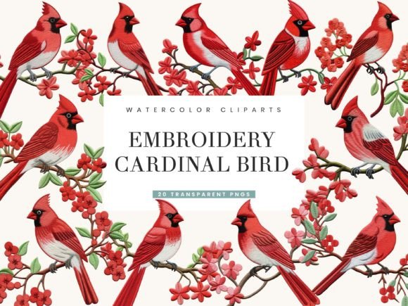Embroidery Cardinal Birds Clipart Bundle Review