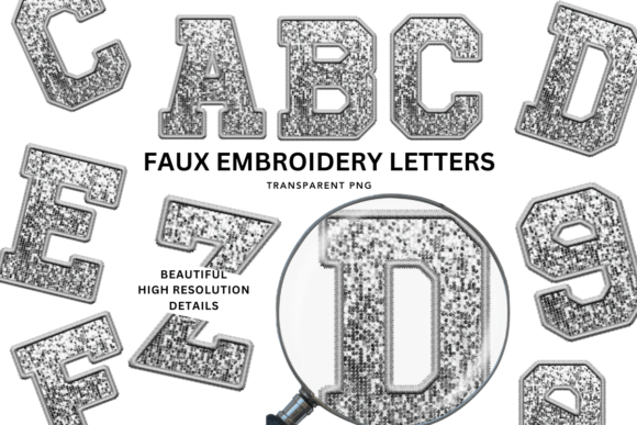 Faux Embroidery Sequin Alphabet PNG Review