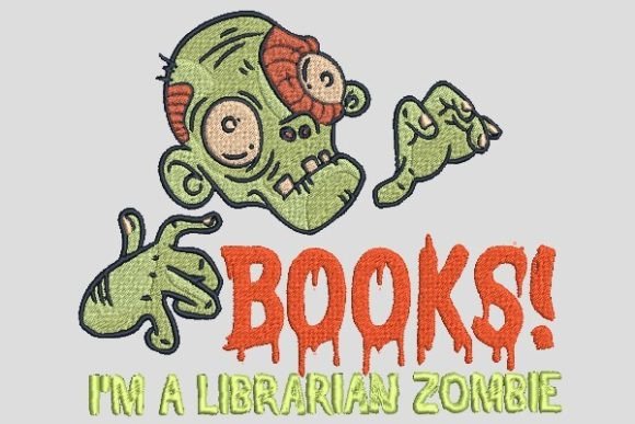 Horror Librarian Zombie, Halloween Embroidery