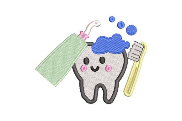 Tooth and Brush Embroidery Designs for Apparel